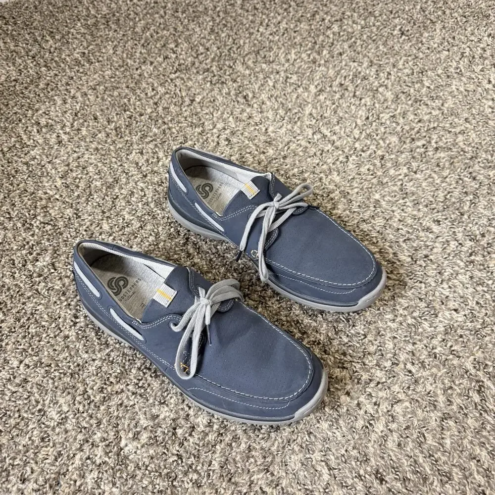 Clarks Mens Marus Edge Boat Shoes Sneakers Size 11 Blue Leather Lace Up